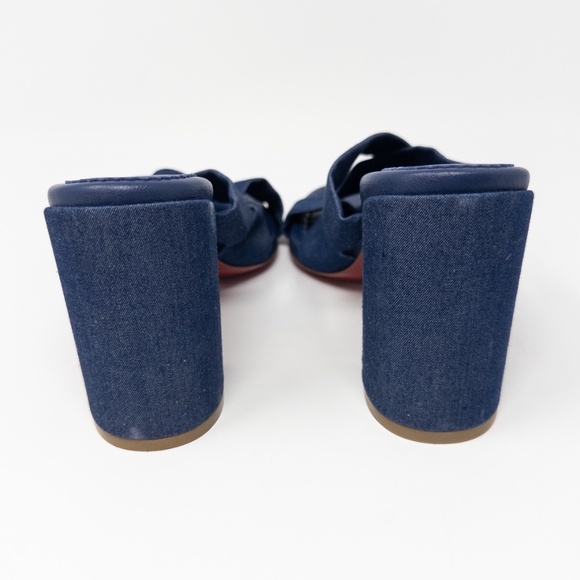 Christian Louboutin Denim Disco Club Sandals Mules Block Heels Size 36 EU - Picture 5 of 8